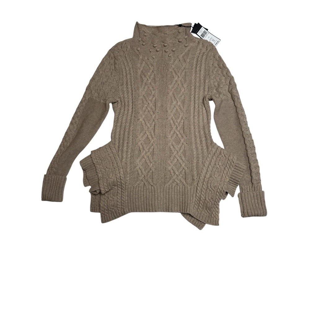 New! BCBG Maxazria Maylin Heather Camel Sweater Sz M Cable Knit